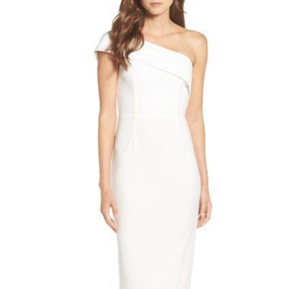 LIKE NEW! Katie May One-Shoulder Midi Sheath Dress - Size 6